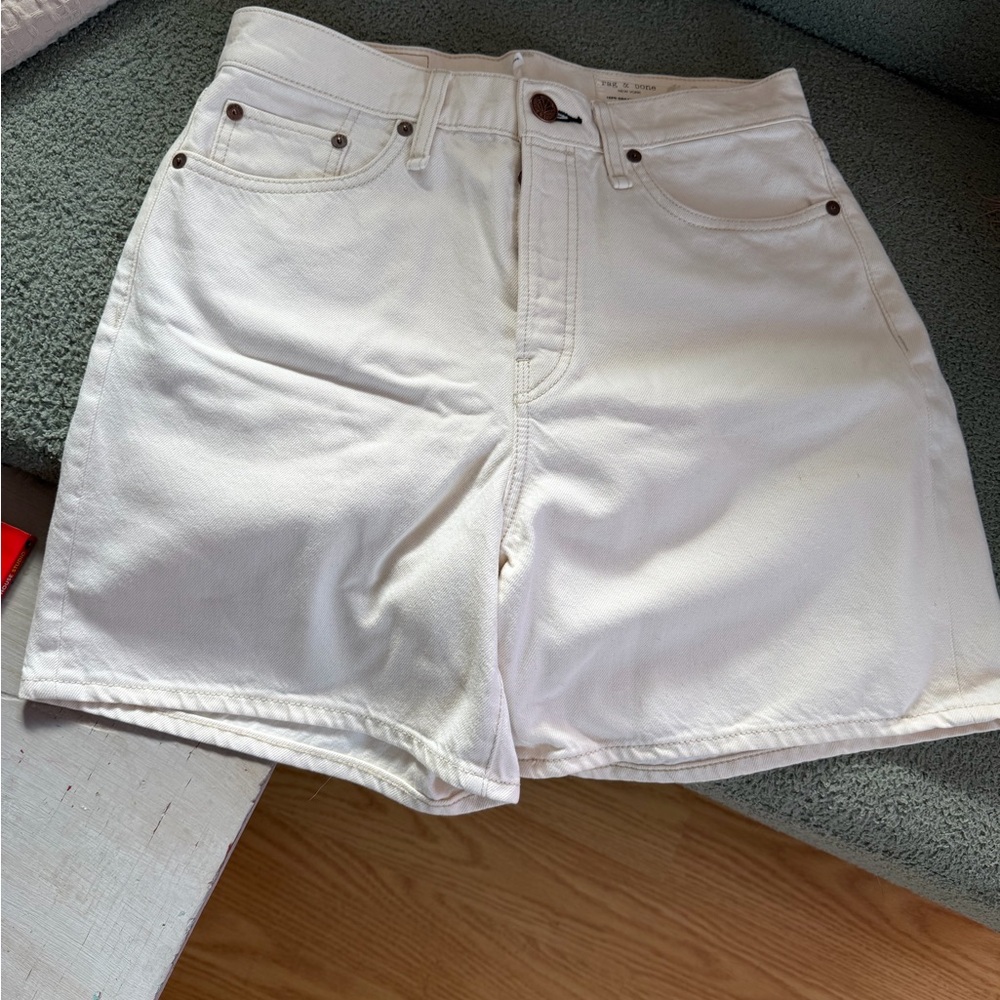 Rag & Bone High Waist Cream Shorts